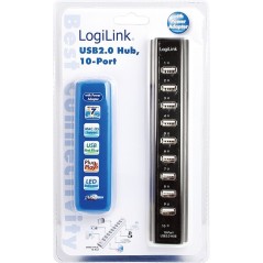 LogiLink USB 2.0 Hub - 10 Port USB Hub for Ultimate Connectivity | High-Speed and Reliable Performance | Model 4052792004779